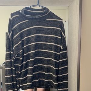 Grey and white striped turtleneck